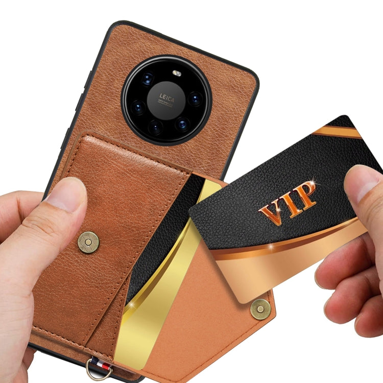 For Huawei Mate 40 Pro+ Litchi Texture Silicone + PC + PU Leather Back Cover Shockproof Case with Card Slot