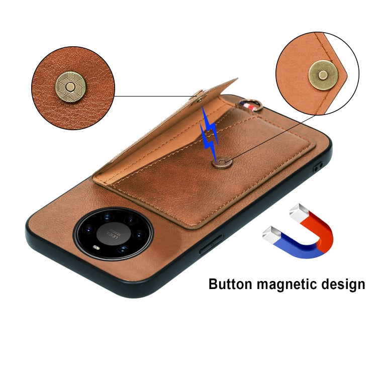 For Huawei Mate 40 Pro+ Litchi Texture Silicone + PC + PU Leather Back Cover Shockproof Case with Card Slot
