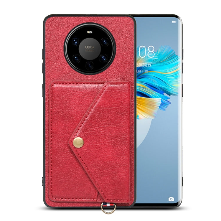 For Huawei Mate 40 Pro+ Litchi Texture Silicone + PC + PU Leather Back Cover Shockproof Case with Card Slot