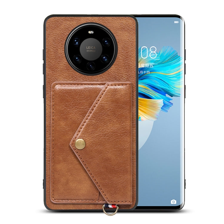 For Huawei Mate 40 Pro+ Litchi Texture Silicone + PC + PU Leather Back Cover Shockproof Case with Card Slot