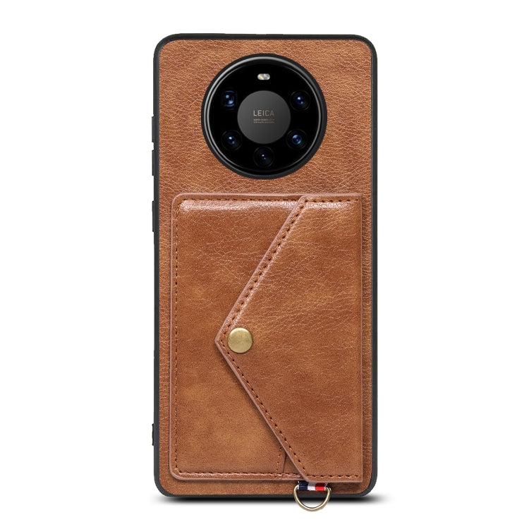 For Huawei Mate 40 Pro+ Litchi Texture Silicone + PC + PU Leather Back Cover Shockproof Case with Card Slot