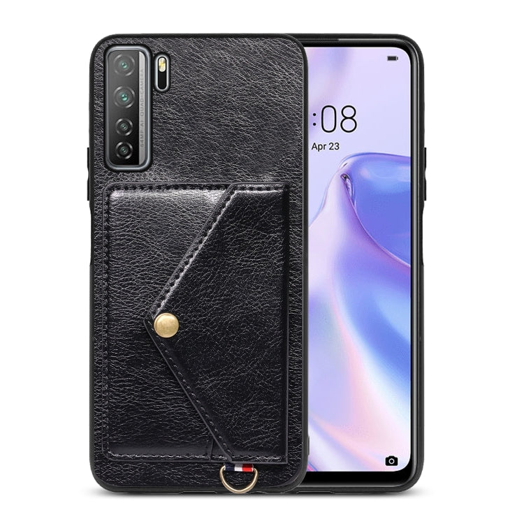 For Huawei nova 7 SE Litchi Texture Silicone + PC + PU Leather Back Cover Shockproof Case with Card Slot