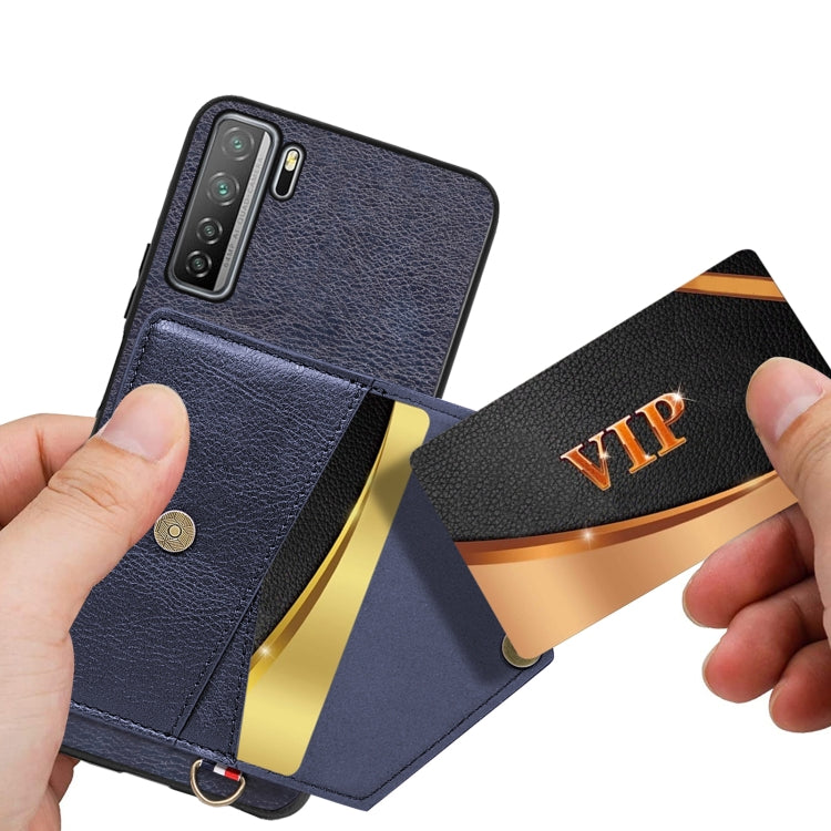 For Huawei nova 7 SE Litchi Texture Silicone + PC + PU Leather Back Cover Shockproof Case with Card Slot