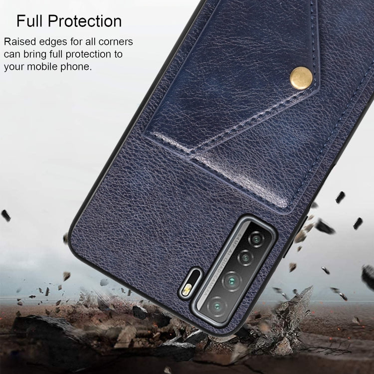 For Huawei nova 7 SE Litchi Texture Silicone + PC + PU Leather Back Cover Shockproof Case with Card Slot