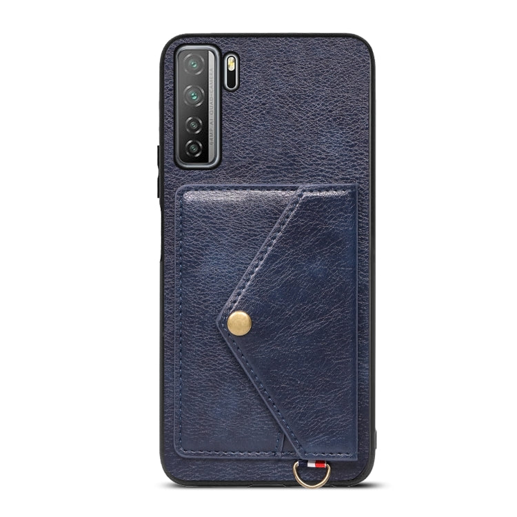 For Huawei nova 7 SE Litchi Texture Silicone + PC + PU Leather Back Cover Shockproof Case with Card Slot