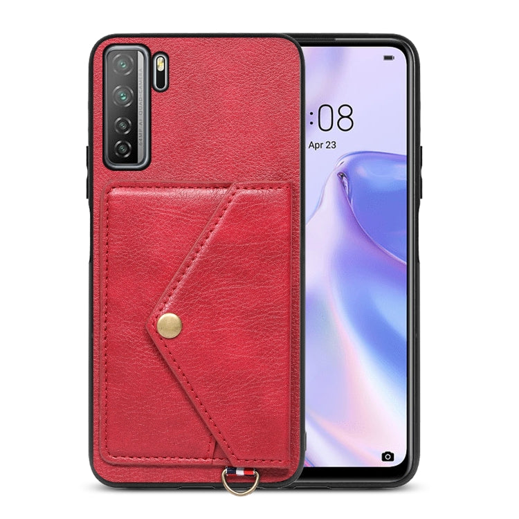 For Huawei nova 7 SE Litchi Texture Silicone + PC + PU Leather Back Cover Shockproof Case with Card Slot