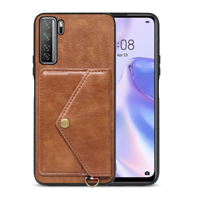 For Huawei nova 7 SE Litchi Texture Silicone + PC + PU Leather Back Cover Shockproof Case with Card Slot