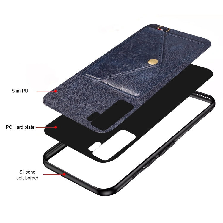 For Huawei nova 7 SE Litchi Texture Silicone + PC + PU Leather Back Cover Shockproof Case with Card Slot