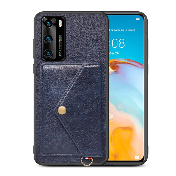 For Huawei P40 Litchi Texture Silicone + PC + PU Leather Back Cover Shockproof Case with Card Slot