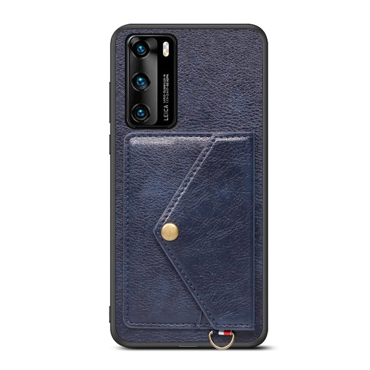 For Huawei P40 Litchi Texture Silicone + PC + PU Leather Back Cover Shockproof Case with Card Slot