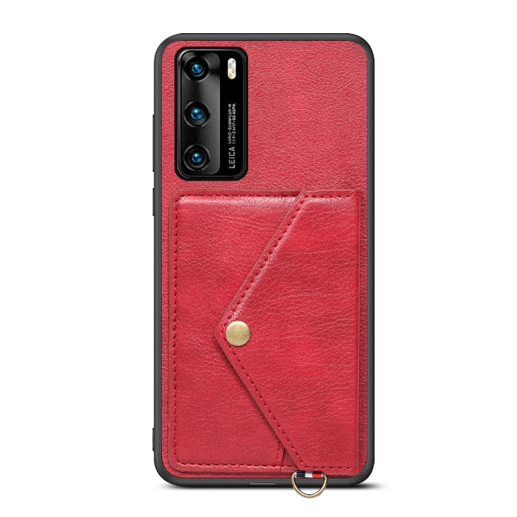 For Huawei P40 Litchi Texture Silicone + PC + PU Leather Back Cover Shockproof Case with Card Slot