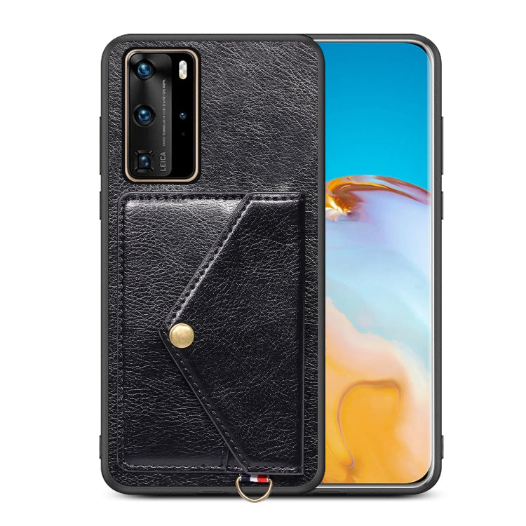 For Huawei P40 Pro Litchi Texture Silicone + PC + PU Leather Back Cover Shockproof Case with Card Slot