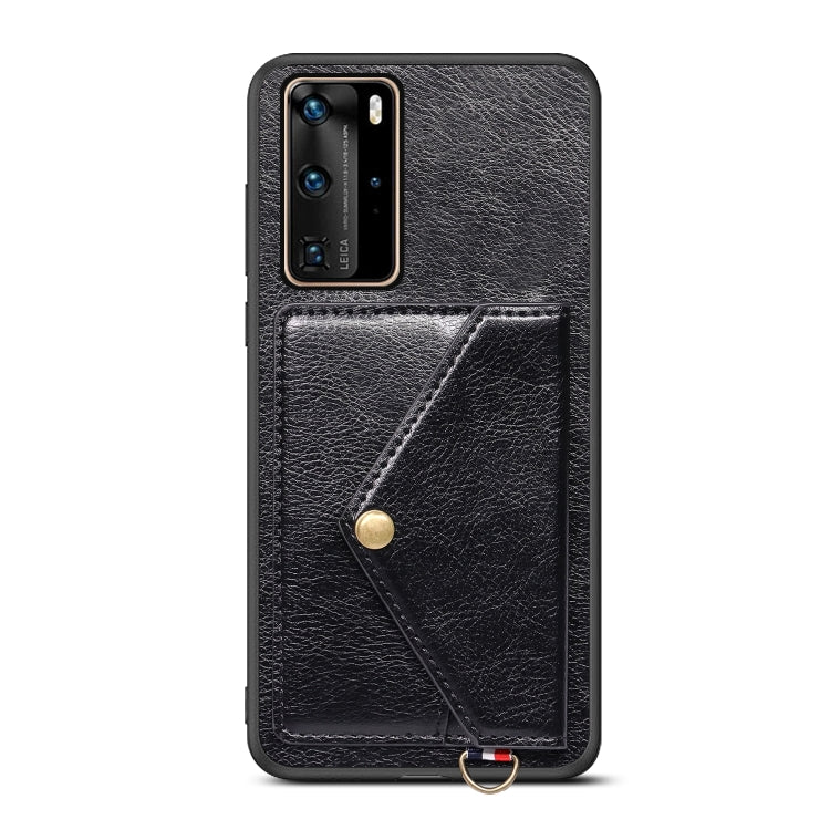 For Huawei P40 Pro Litchi Texture Silicone + PC + PU Leather Back Cover Shockproof Case with Card Slot