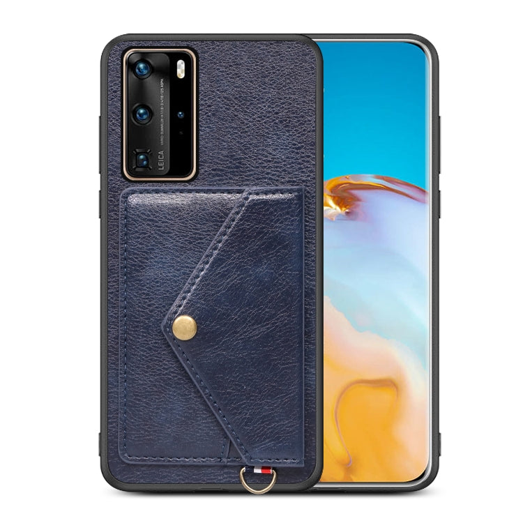 For Huawei P40 Pro Litchi Texture Silicone + PC + PU Leather Back Cover Shockproof Case with Card Slot