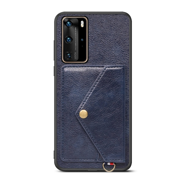 For Huawei P40 Pro Litchi Texture Silicone + PC + PU Leather Back Cover Shockproof Case with Card Slot