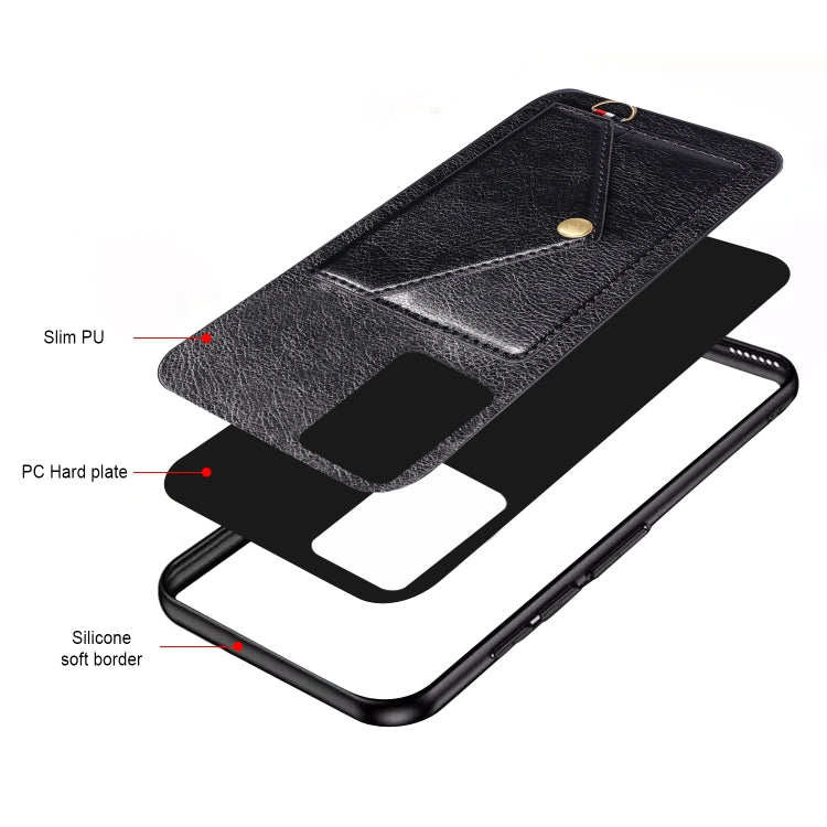 For Huawei P40 Pro Litchi Texture Silicone + PC + PU Leather Back Cover Shockproof Case with Card Slot