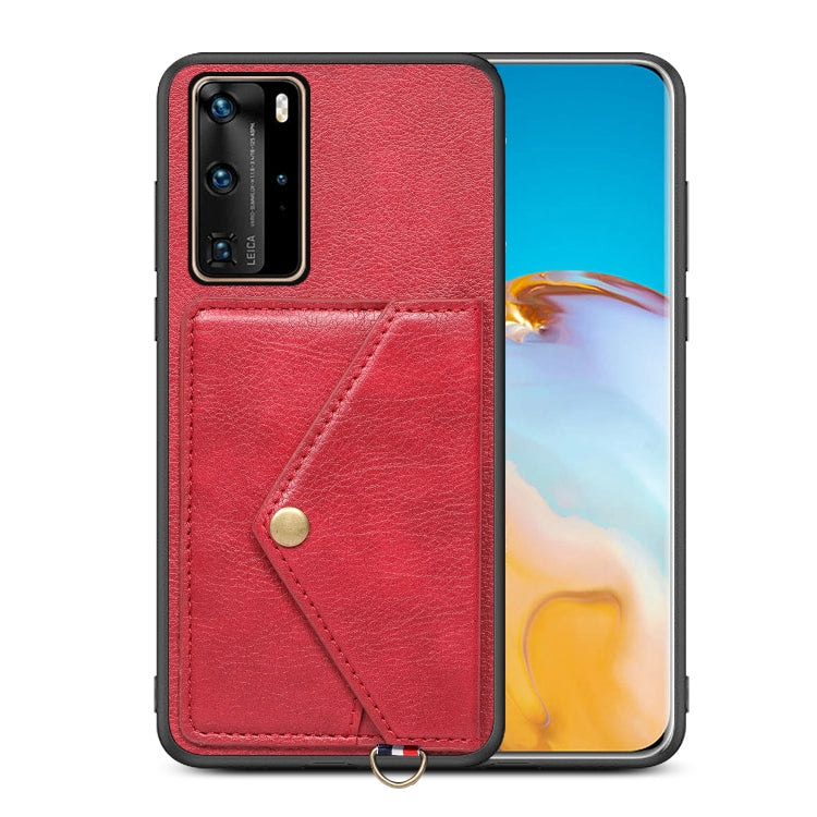 For Huawei P40 Pro Litchi Texture Silicone + PC + PU Leather Back Cover Shockproof Case with Card Slot