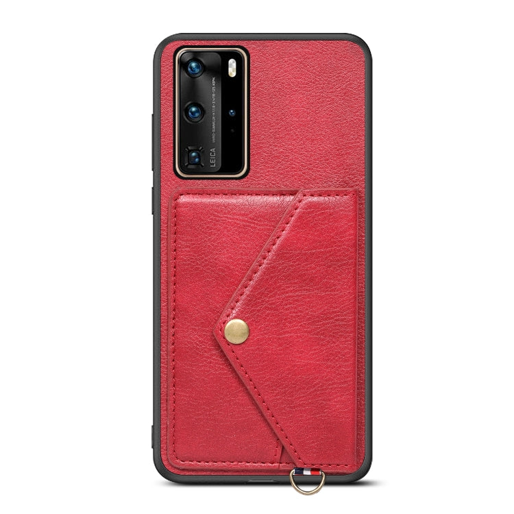 For Huawei P40 Pro Litchi Texture Silicone + PC + PU Leather Back Cover Shockproof Case with Card Slot