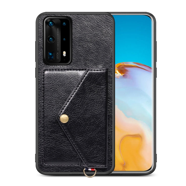 For Huawei P40 Pro+ Litchi Texture Silicone + PC + PU Leather Back Cover Shockproof Case with Card Slot