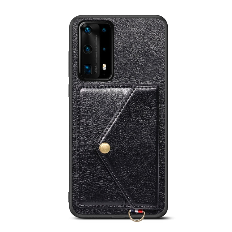 For Huawei P40 Pro+ Litchi Texture Silicone + PC + PU Leather Back Cover Shockproof Case with Card Slot