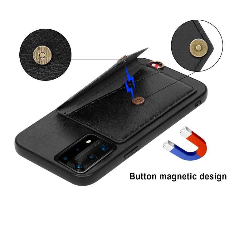 For Huawei P40 Pro+ Litchi Texture Silicone + PC + PU Leather Back Cover Shockproof Case with Card Slot