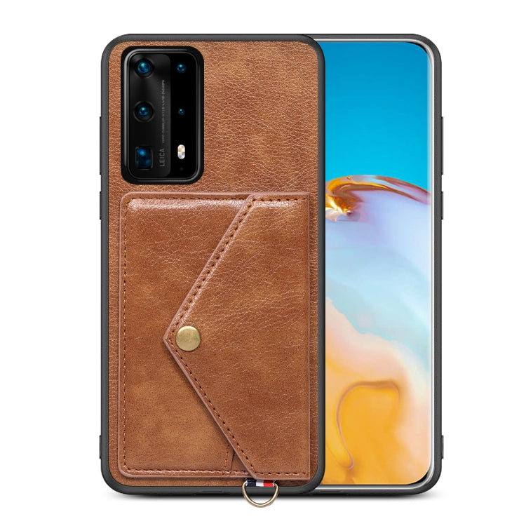 For Huawei P40 Pro+ Litchi Texture Silicone + PC + PU Leather Back Cover Shockproof Case with Card Slot