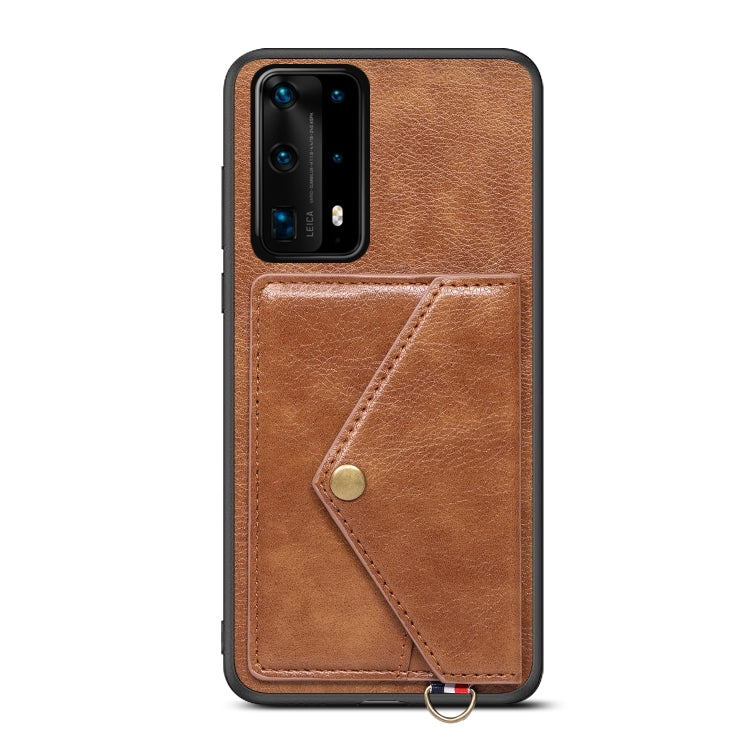For Huawei P40 Pro+ Litchi Texture Silicone + PC + PU Leather Back Cover Shockproof Case with Card Slot
