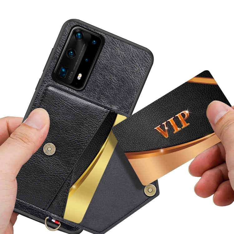 For Huawei P40 Pro+ Litchi Texture Silicone + PC + PU Leather Back Cover Shockproof Case with Card Slot