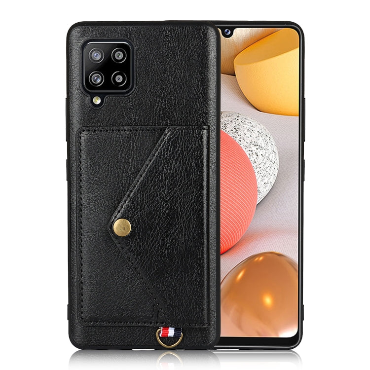 For Samsung Galaxy A12 Litchi Texture Silicone + PC + PU Leather Back Cover Shockproof Case with Card Slot