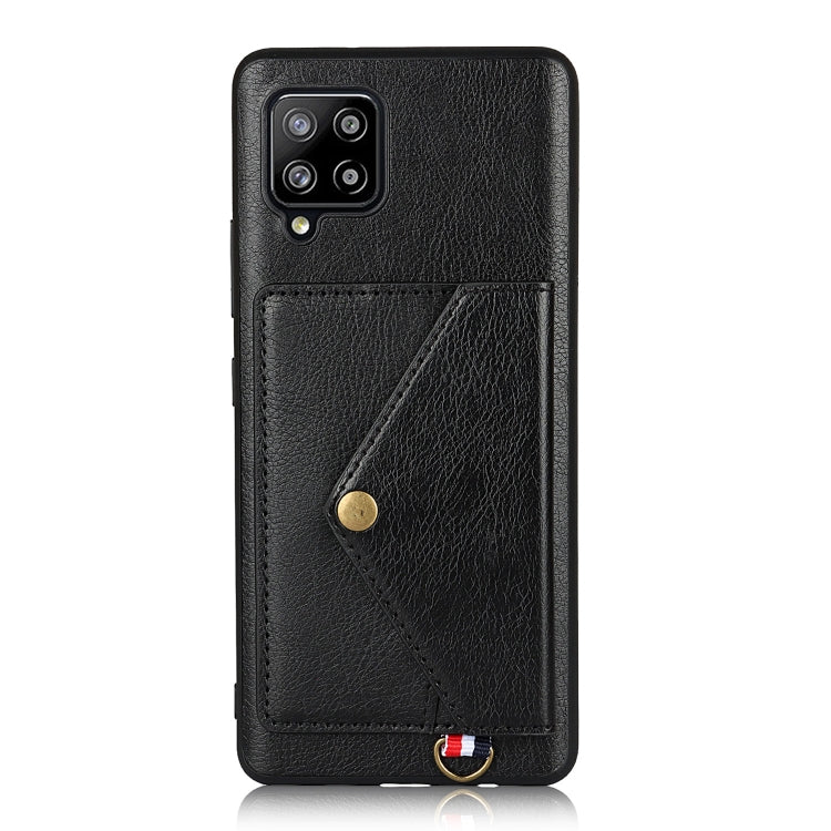 For Samsung Galaxy A12 Litchi Texture Silicone + PC + PU Leather Back Cover Shockproof Case with Card Slot