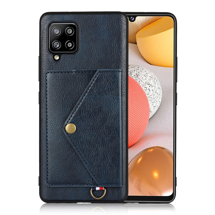For Samsung Galaxy A12 Litchi Texture Silicone + PC + PU Leather Back Cover Shockproof Case with Card Slot