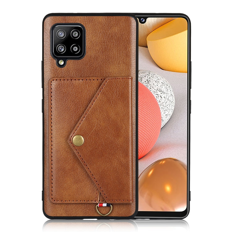 For Samsung Galaxy A12 Litchi Texture Silicone + PC + PU Leather Back Cover Shockproof Case with Card Slot