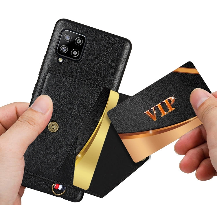 For Samsung Galaxy A12 Litchi Texture Silicone + PC + PU Leather Back Cover Shockproof Case with Card Slot