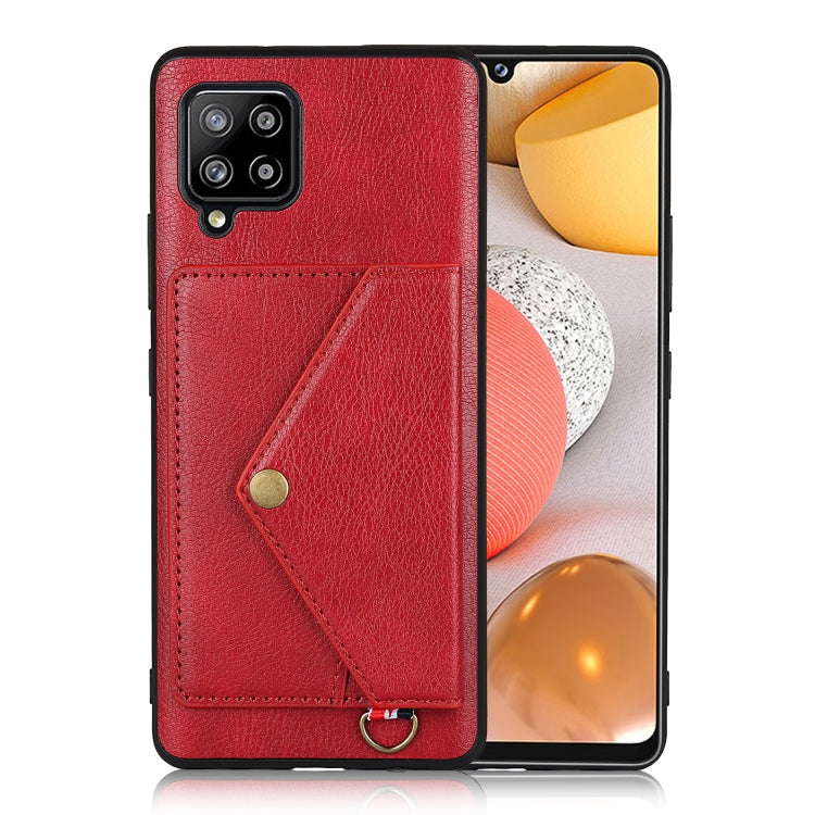 For Samsung Galaxy A42 5G Litchi Texture Silicone + PC + PU Leather Back Cover Shockproof Case with Card Slot