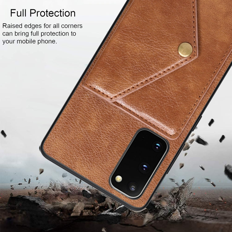 For Samsung Galaxy S20 Litchi Texture Silicone + PC + PU Leather Back Cover Shockproof Case with Card Slot