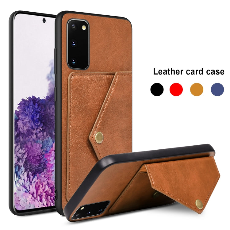 For Samsung Galaxy S20 Litchi Texture Silicone + PC + PU Leather Back Cover Shockproof Case with Card Slot