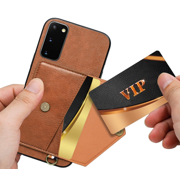 For Samsung Galaxy S20 Litchi Texture Silicone + PC + PU Leather Back Cover Shockproof Case with Card Slot