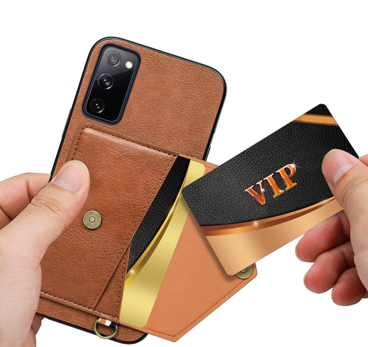 For Samsung Galaxy S20 FE Litchi Texture Silicone + PC + PU Leather Back Cover Shockproof Case with Card Slot