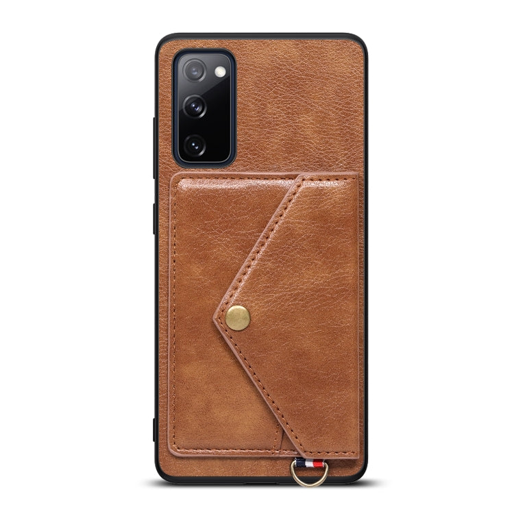 For Samsung Galaxy S20 FE Litchi Texture Silicone + PC + PU Leather Back Cover Shockproof Case with Card Slot