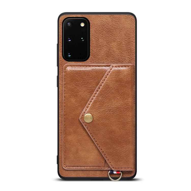 For Samsung Galaxy S20+ Litchi Texture Silicone + PC + PU Leather Back Cover Shockproof Case with Card Slot