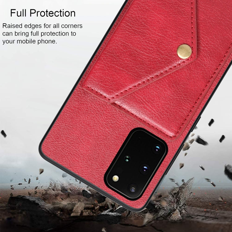 For Samsung Galaxy S20+ Litchi Texture Silicone + PC + PU Leather Back Cover Shockproof Case with Card Slot