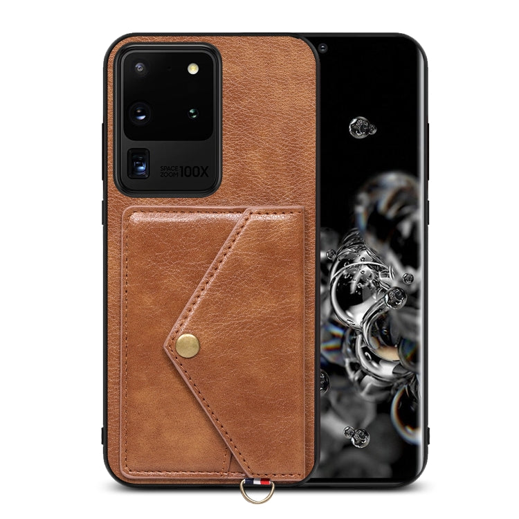 For Samsung Galaxy S20 Ultra Litchi Texture Silicone + PC + PU Leather Back Cover Shockproof Case with Card Slot