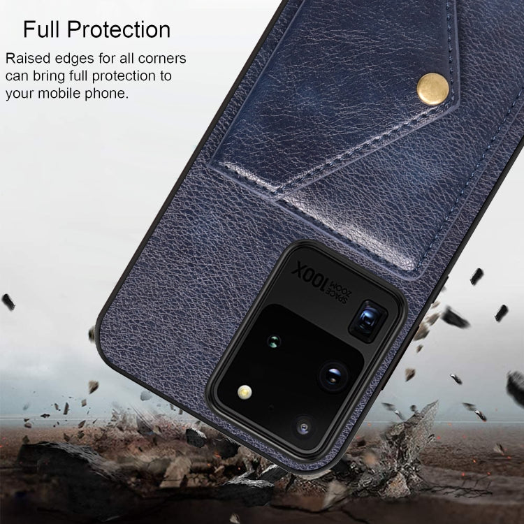 For Samsung Galaxy S20 Ultra Litchi Texture Silicone + PC + PU Leather Back Cover Shockproof Case with Card Slot