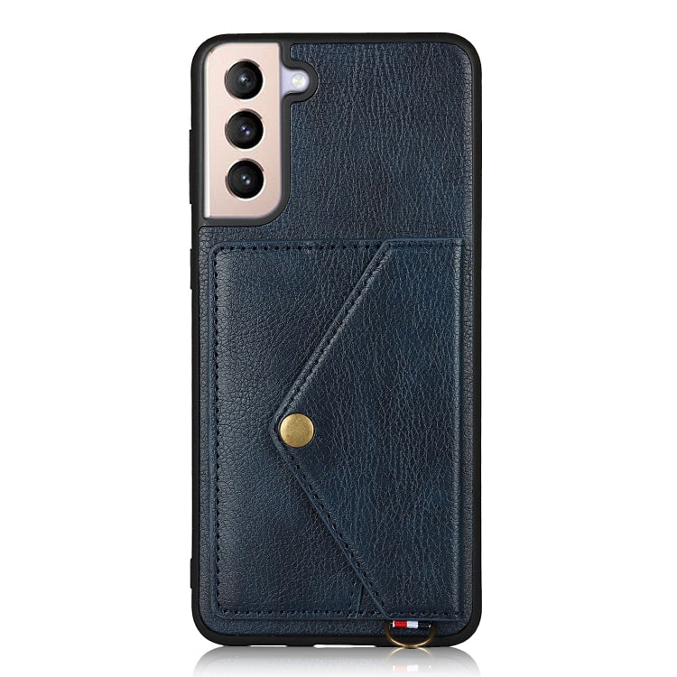 For Samsung Galaxy S21 5G Litchi Texture Silicone + PC + PU Leather Back Cover Shockproof Case with Card Slot