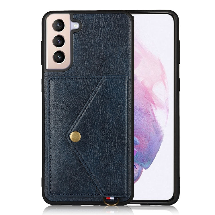 For Samsung Galaxy S21+ 5G Litchi Texture Silicone + PC + PU Leather Back Cover Shockproof Case with Card Slot