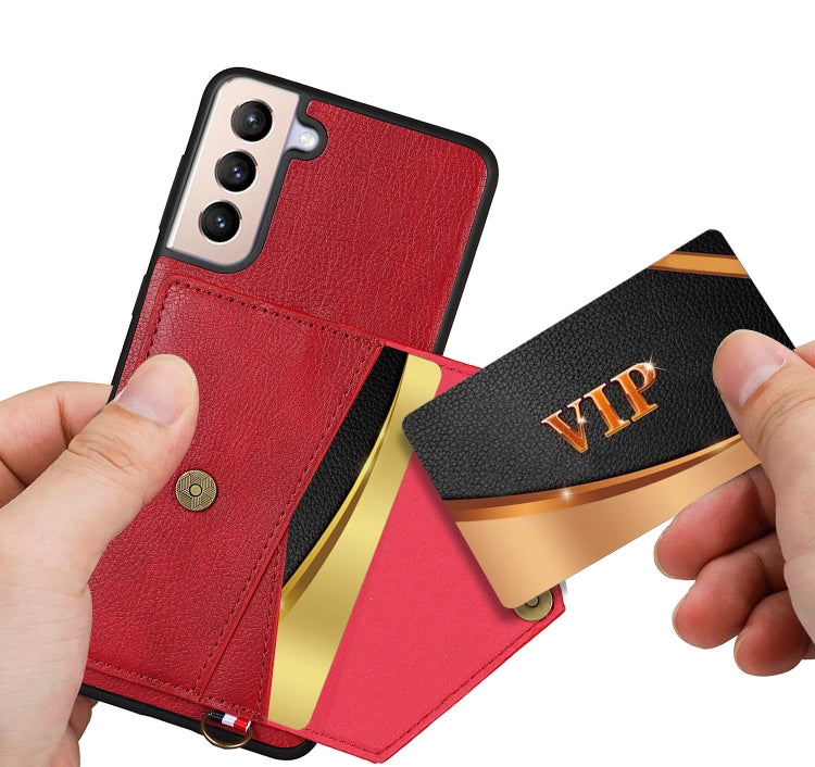 For Samsung Galaxy S21+ 5G Litchi Texture Silicone + PC + PU Leather Back Cover Shockproof Case with Card Slot