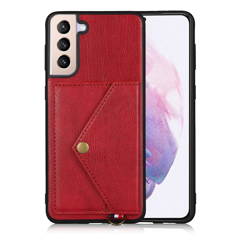 For Samsung Galaxy S21+ 5G Litchi Texture Silicone + PC + PU Leather Back Cover Shockproof Case with Card Slot