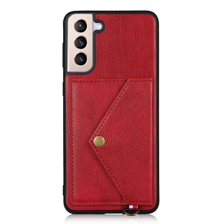For Samsung Galaxy S21+ 5G Litchi Texture Silicone + PC + PU Leather Back Cover Shockproof Case with Card Slot