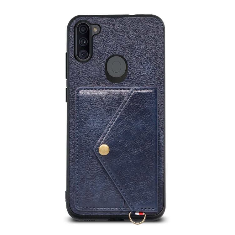For Samsung Galaxy A11 / M11 Litchi Texture Silicone + PC + PU Leather Back Cover Shockproof Case with Card Slot