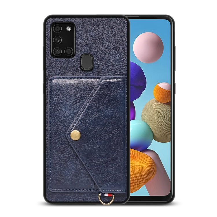 For Samsung Galaxy A21s EU Version Litchi Texture Silicone + PC + PU Leather Back Cover Shockproof Case with Card Slot